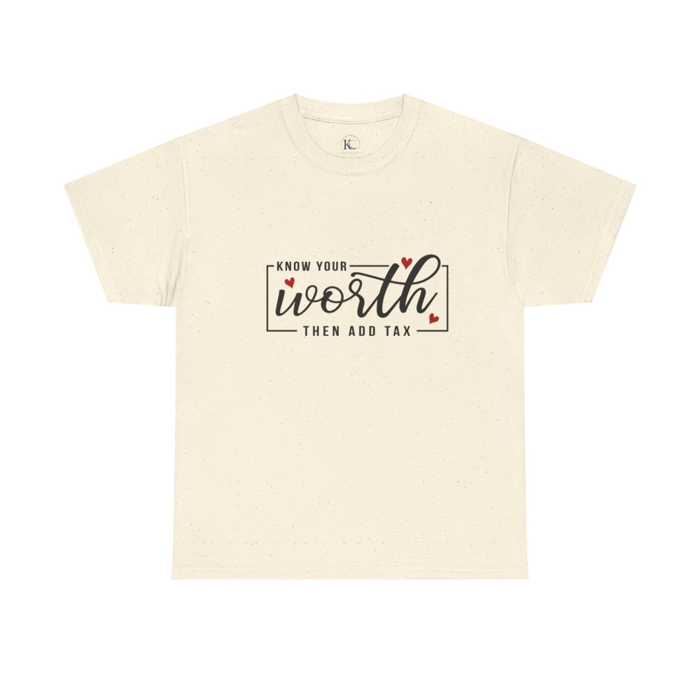 Unisex Heavy Cotton Tee - "Know Your Worth, Then Add Tax" Motivational Shirt, Perfect Gift for Encouragement, Self-Love, Birthdays, [...] - Image 17