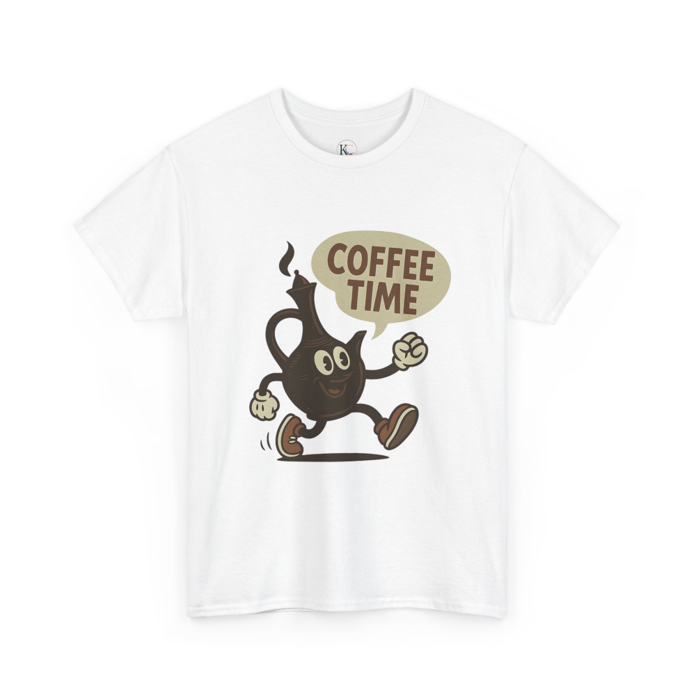 Coffee Time Unisex Heavy Cotton Tee - Fun Graphic Tee, Gift for Coffee Lovers, Casualwear, Timeless Style, Everyday Comfort - Image 3