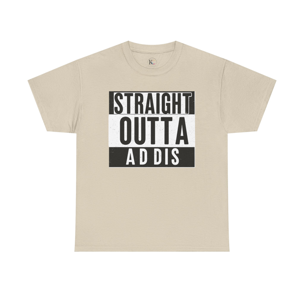 Unisex Heavy Cotton Tee - Straight Outta Addis - Casual Tee, Streetwear Shirt, Travel Apparel, Gift for Friends, Statement Basic - Image 9