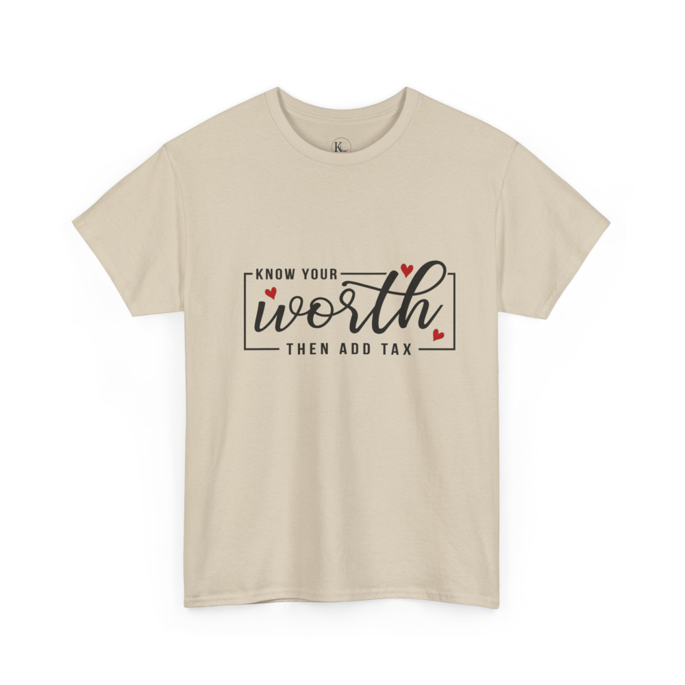 Unisex Heavy Cotton Tee - "Know Your Worth, Then Add Tax" Motivational Shirt, Perfect Gift for Encouragement, Self-Love, Birthdays, [...] - Image 11