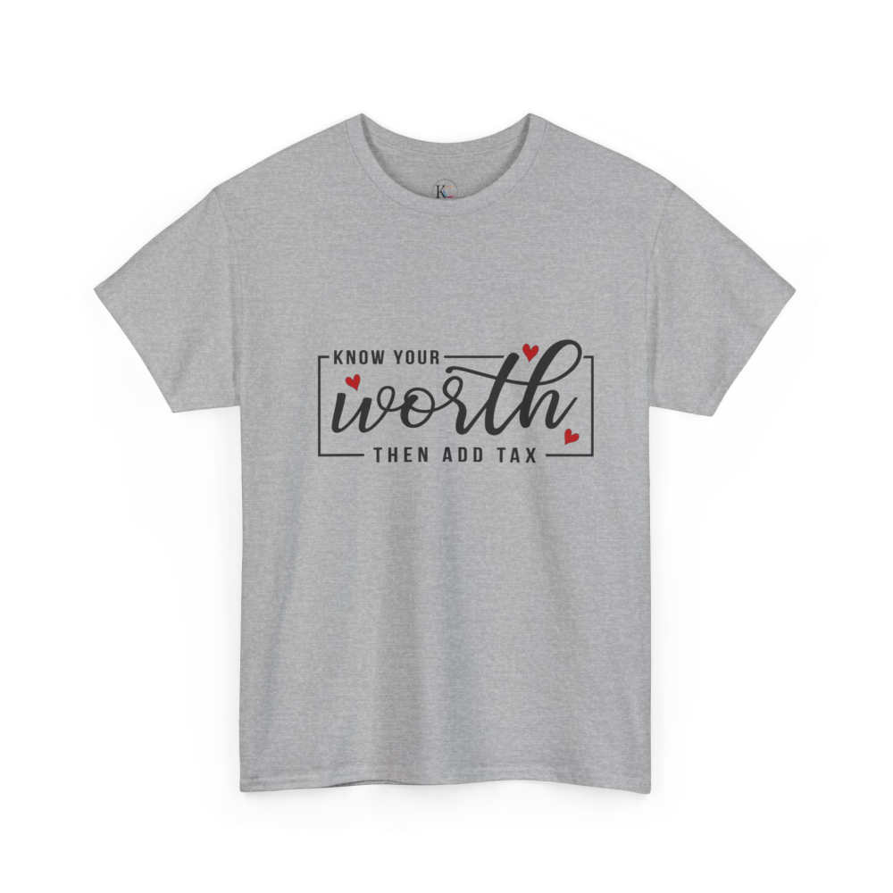 Unisex Heavy Cotton Tee - "Know Your Worth, Then Add Tax" Motivational Shirt, Perfect Gift for Encouragement, Self-Love, Birthdays, [...] - Image 15