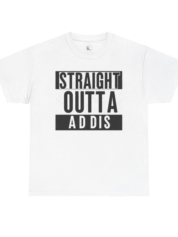 Unisex Heavy Cotton Tee - Straight Outta Addis - Casual Tee, Streetwear Shirt, Travel Apparel, Gift for Friends, Statement Basic