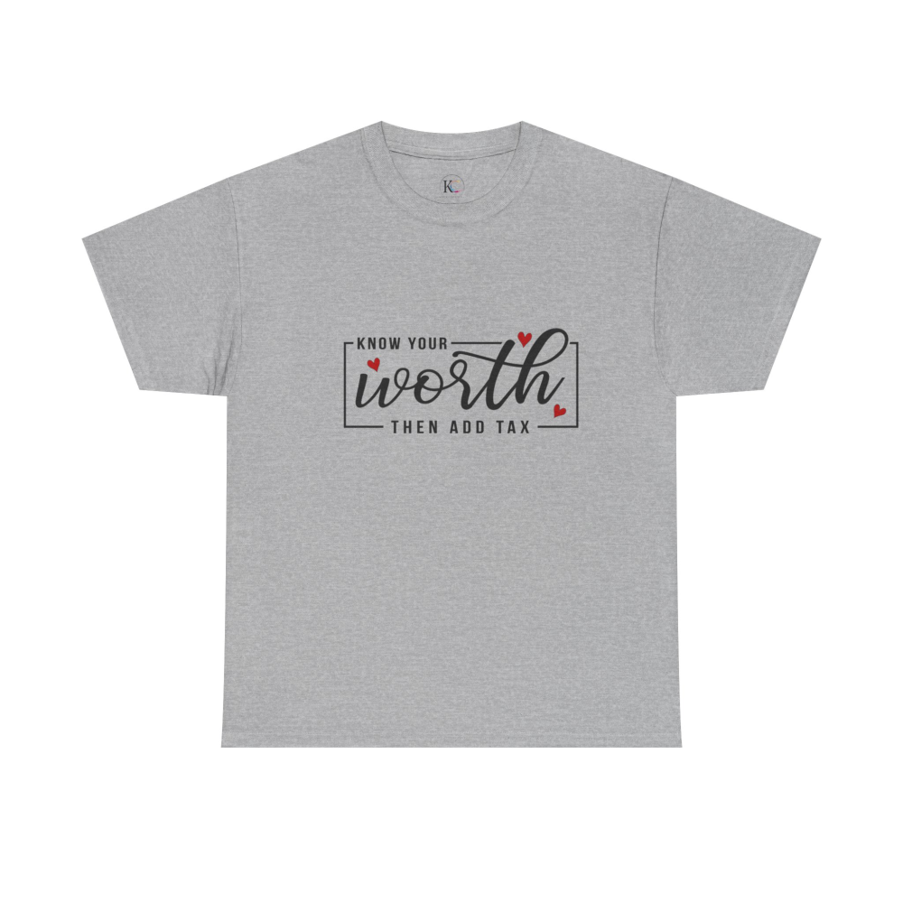 Unisex Heavy Cotton Tee - "Know Your Worth, Then Add Tax" Motivational Shirt, Perfect Gift for Encouragement, Self-Love, Birthdays, [...] - Image 13