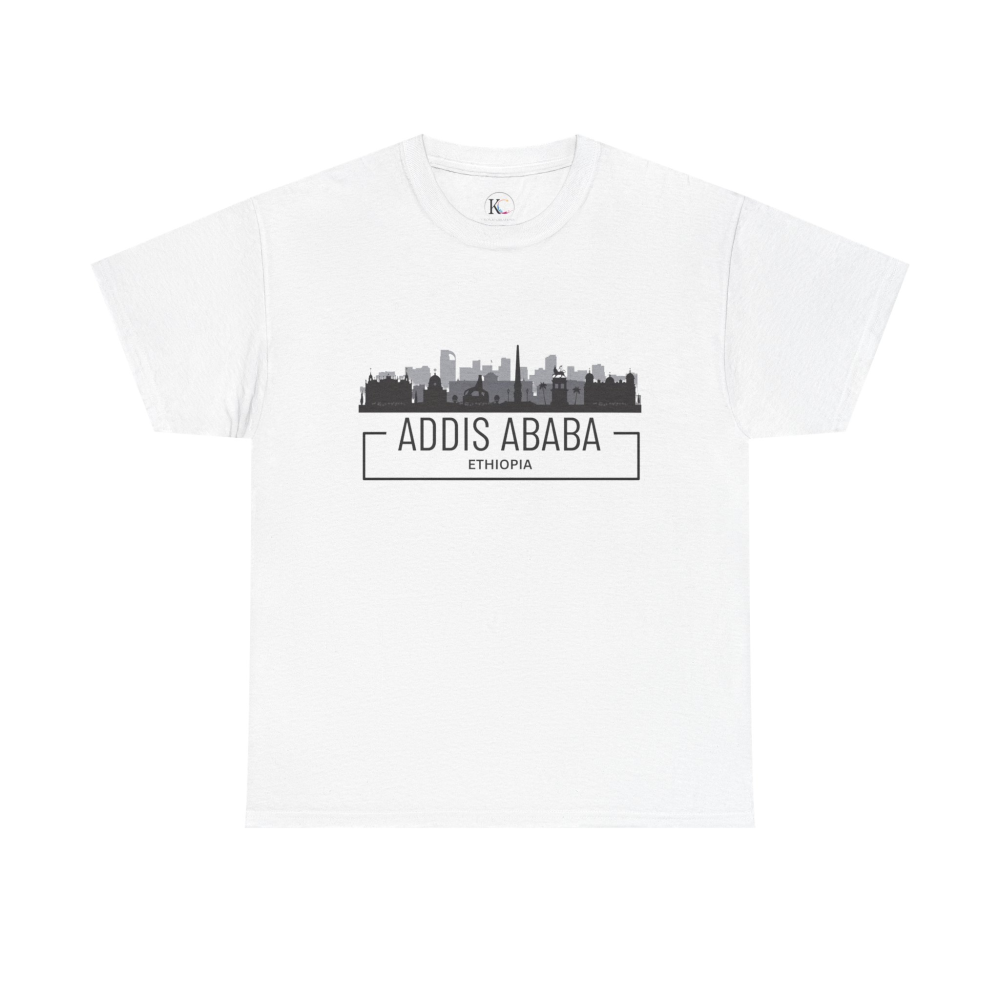 Addis Ababa Skyline Cotton Tee | Cityscape Shirt for Travelers, Unisex City Pride Apparel, Ethiopia Souvenir Gift