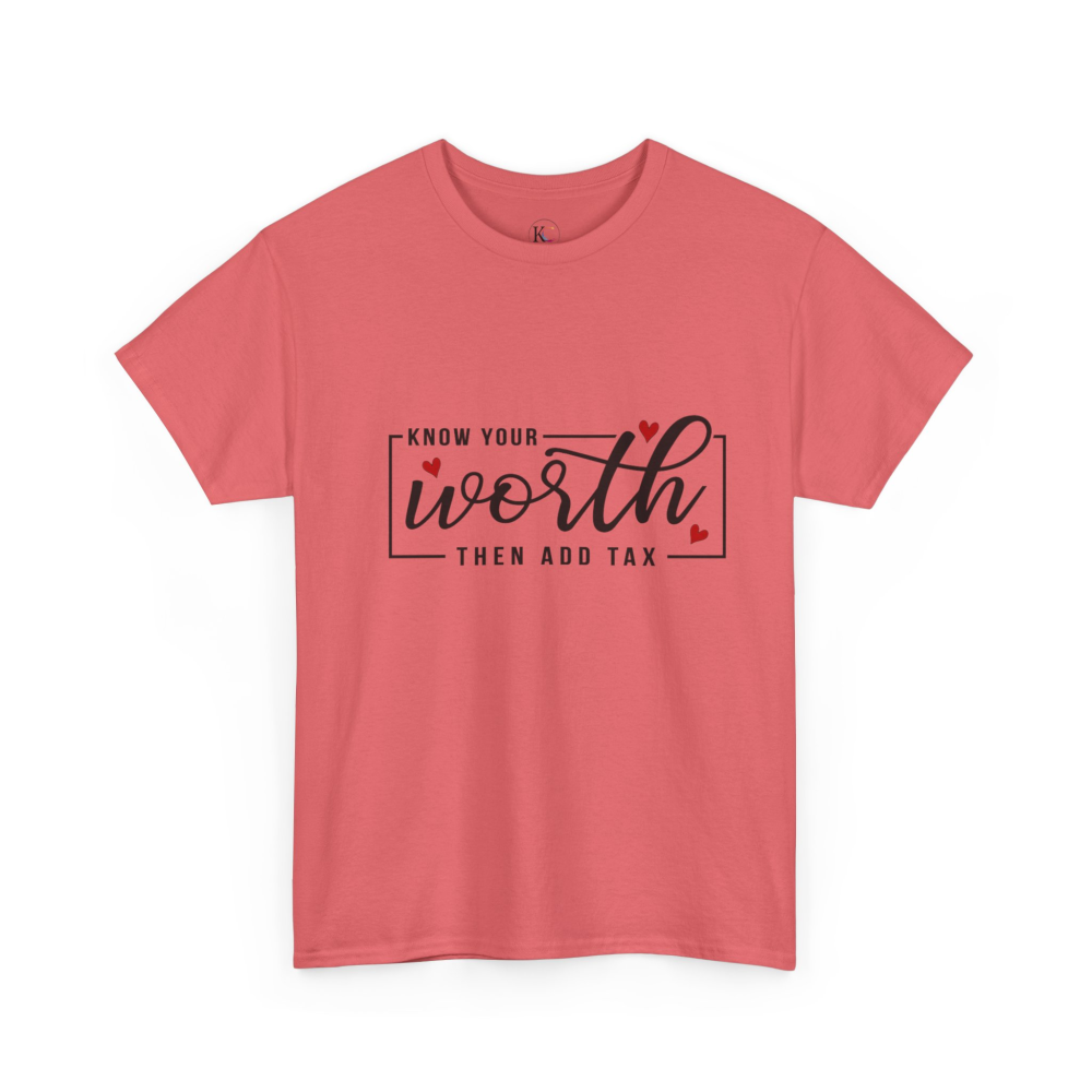 Unisex Heavy Cotton Tee - "Know Your Worth, Then Add Tax" Motivational Shirt, Perfect Gift for Encouragement, Self-Love, Birthdays, [...] - Image 7