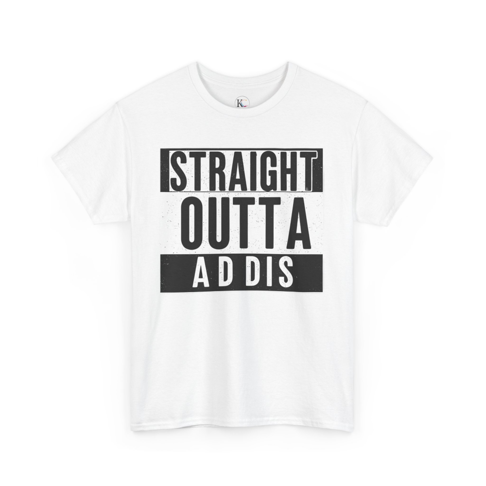 Unisex Heavy Cotton Tee - Straight Outta Addis - Casual Tee, Streetwear Shirt, Travel Apparel, Gift for Friends, Statement Basic - Image 3