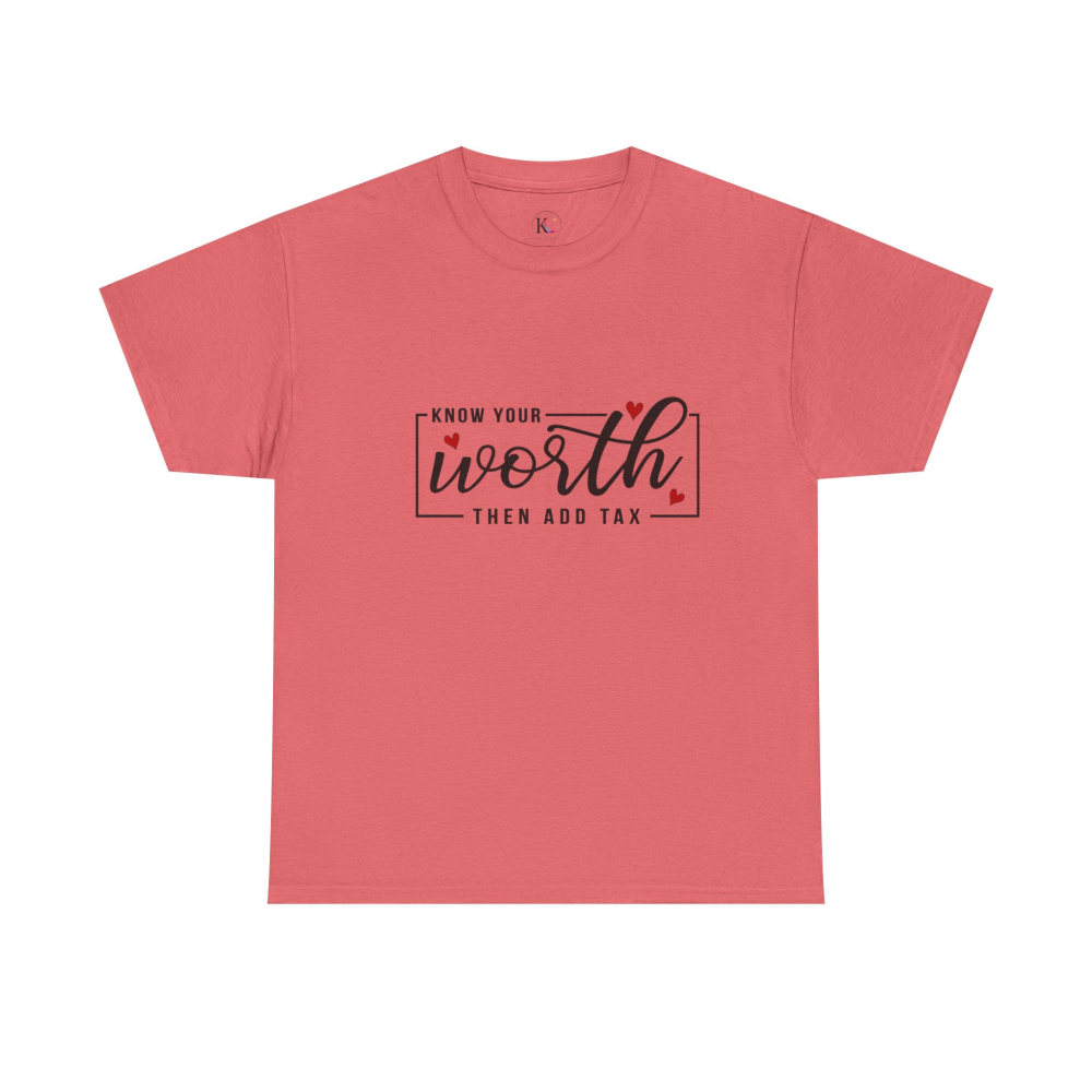 Unisex Heavy Cotton Tee - "Know Your Worth, Then Add Tax" Motivational Shirt, Perfect Gift for Encouragement, Self-Love, Birthdays, [...] - Image 5