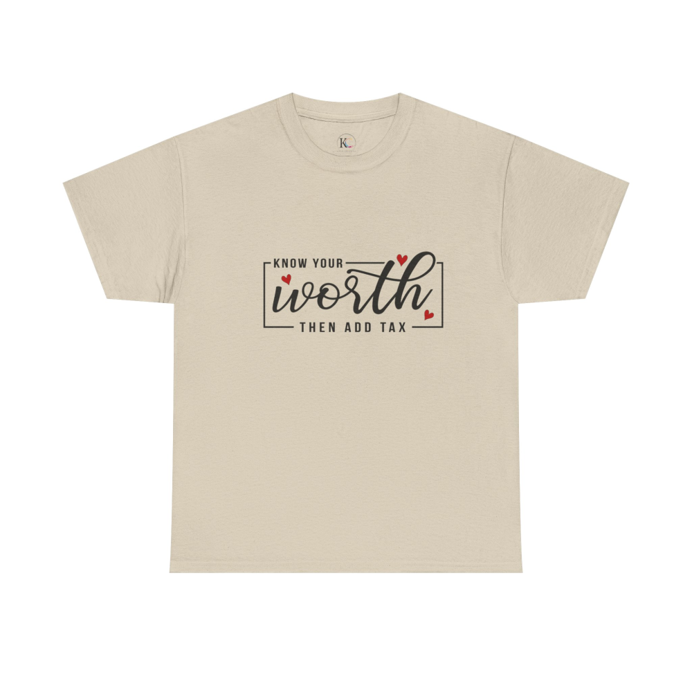 Unisex Heavy Cotton Tee - "Know Your Worth, Then Add Tax" Motivational Shirt, Perfect Gift for Encouragement, Self-Love, Birthdays, [...] - Image 9