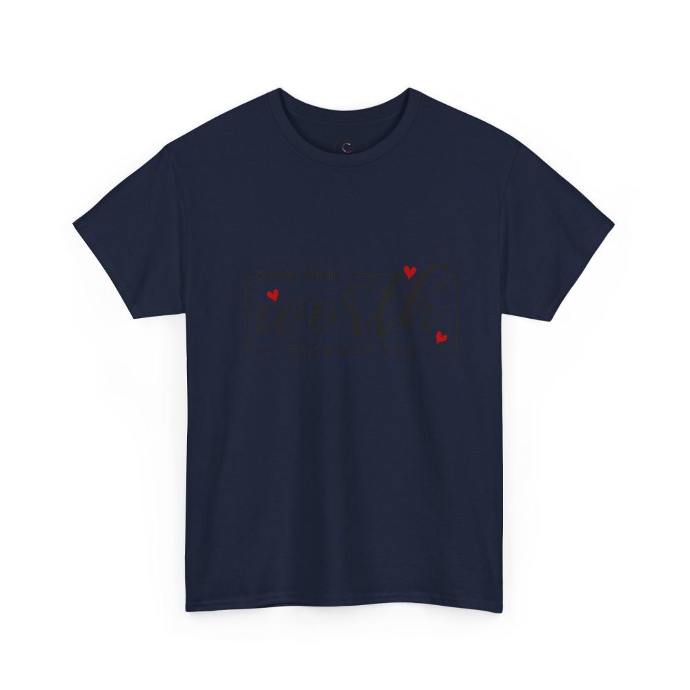 Unisex Heavy Cotton Tee - "Know Your Worth, Then Add Tax" Motivational Shirt, Perfect Gift for Encouragement, Self-Love, Birthdays, [...] - Image 43