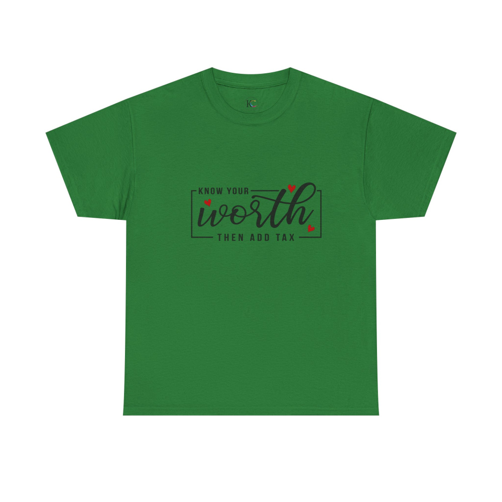 Unisex Heavy Cotton Tee - "Know Your Worth, Then Add Tax" Motivational Shirt, Perfect Gift for Encouragement, Self-Love, Birthdays, [...] - Image 25