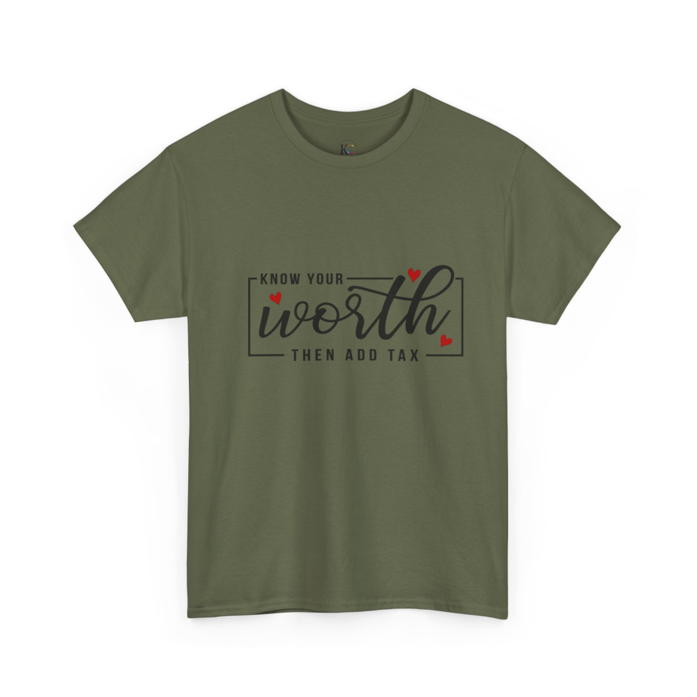Unisex Heavy Cotton Tee - "Know Your Worth, Then Add Tax" Motivational Shirt, Perfect Gift for Encouragement, Self-Love, Birthdays, [...] - Image 23