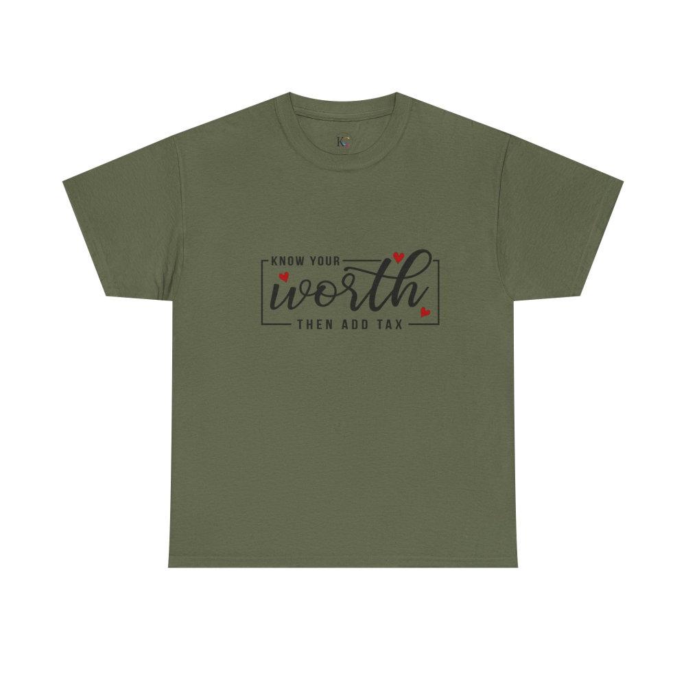 Unisex Heavy Cotton Tee - "Know Your Worth, Then Add Tax" Motivational Shirt, Perfect Gift for Encouragement, Self-Love, Birthdays, [...] - Image 21