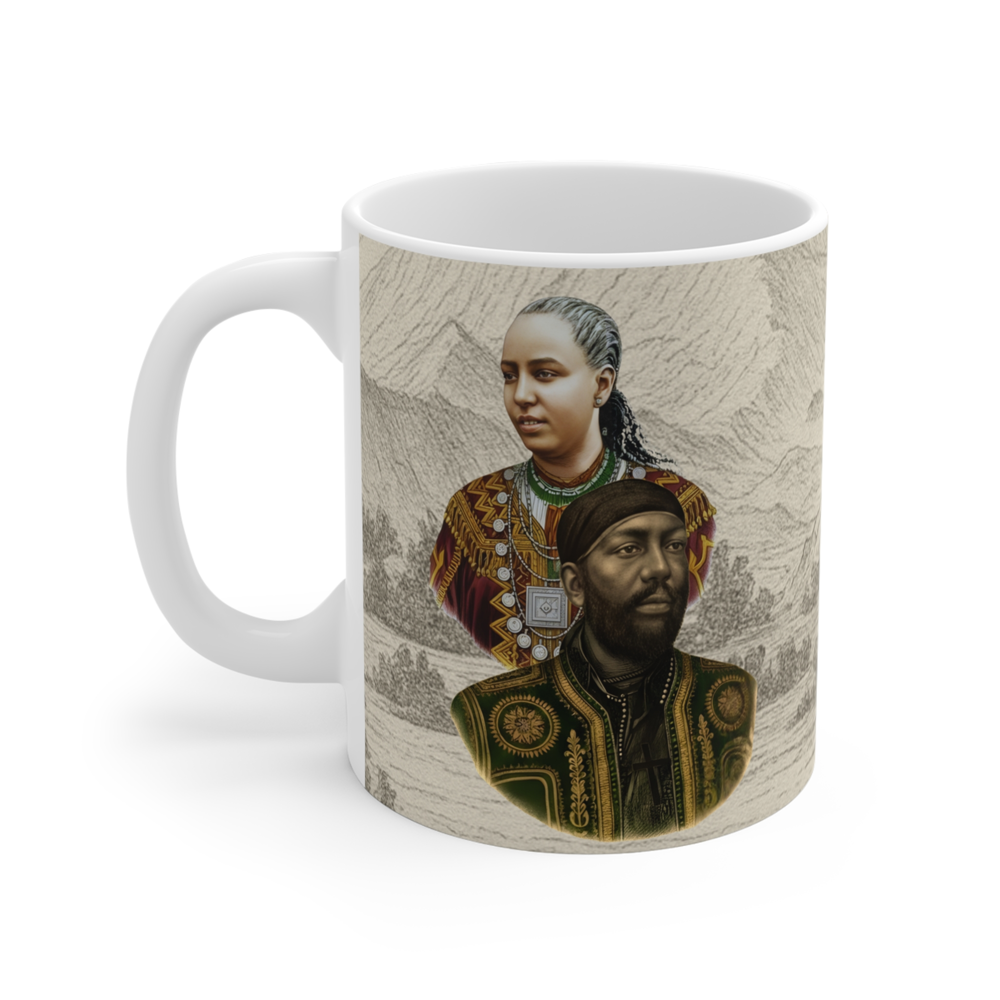 Cultural Heritage Mug - 11oz Coffee Cup with Artistic Portraits - Image 3