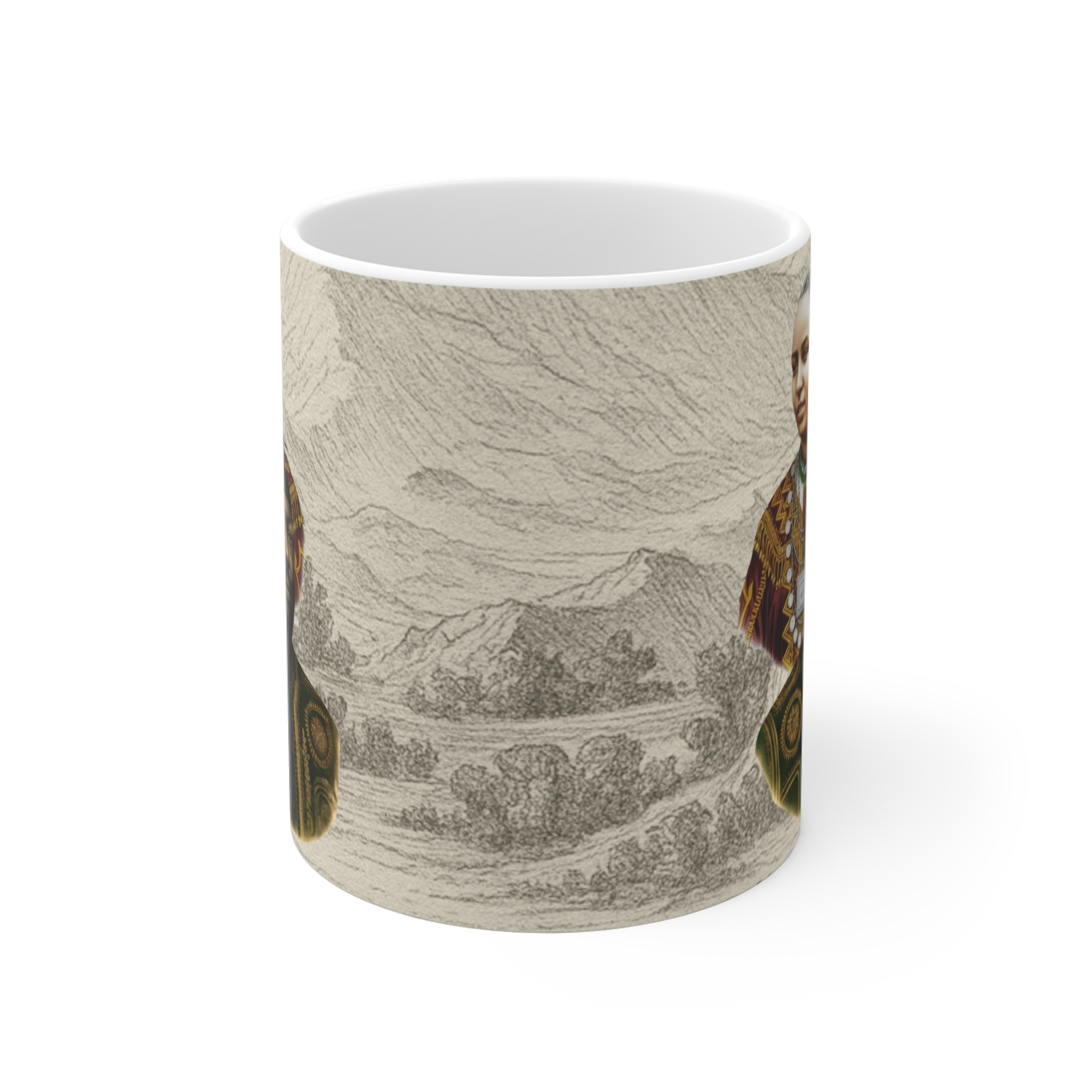 Cultural Heritage Mug - 11oz Coffee Cup with Artistic Portraits - Image 2