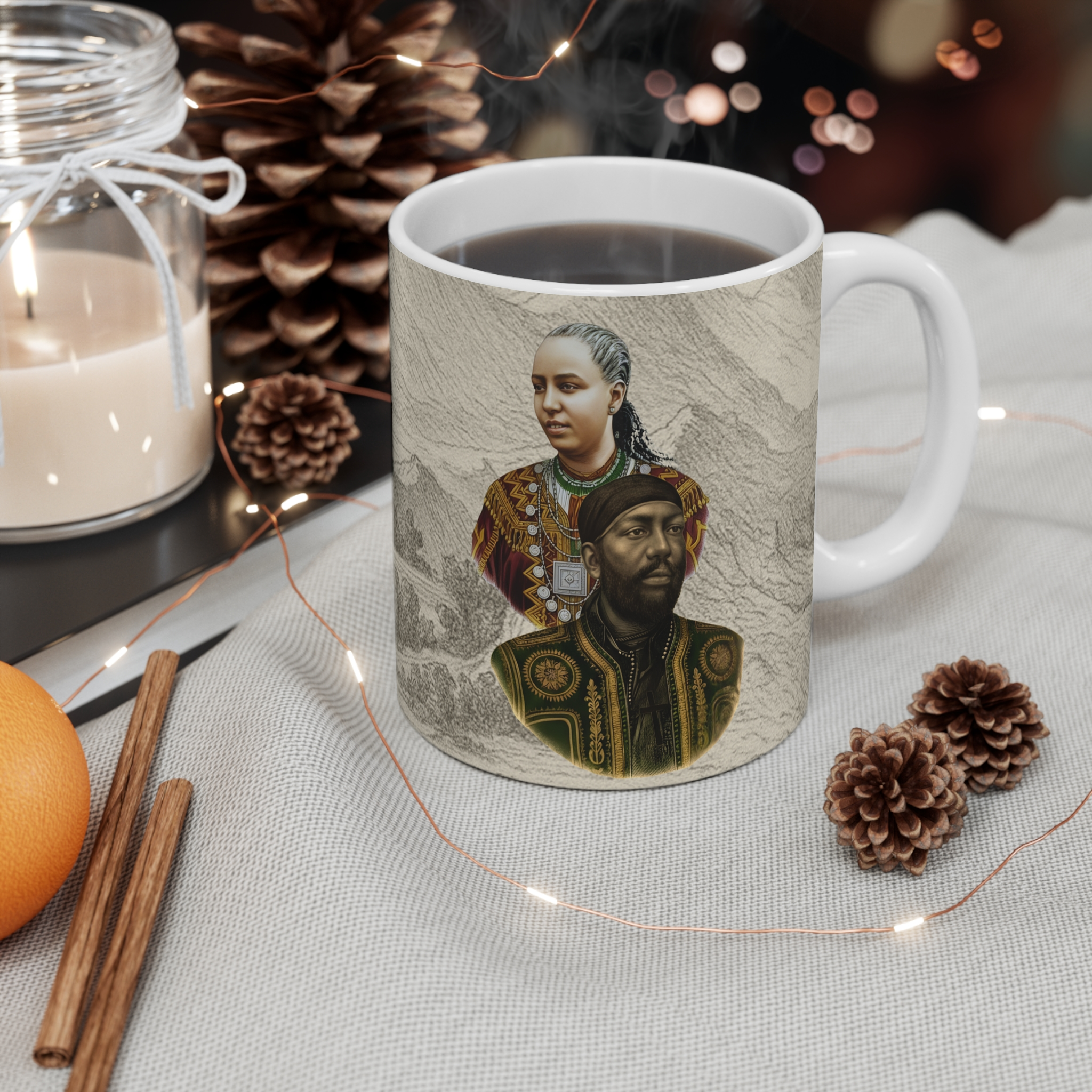 Cultural Heritage Mug - 11oz Coffee Cup with Artistic Portraits