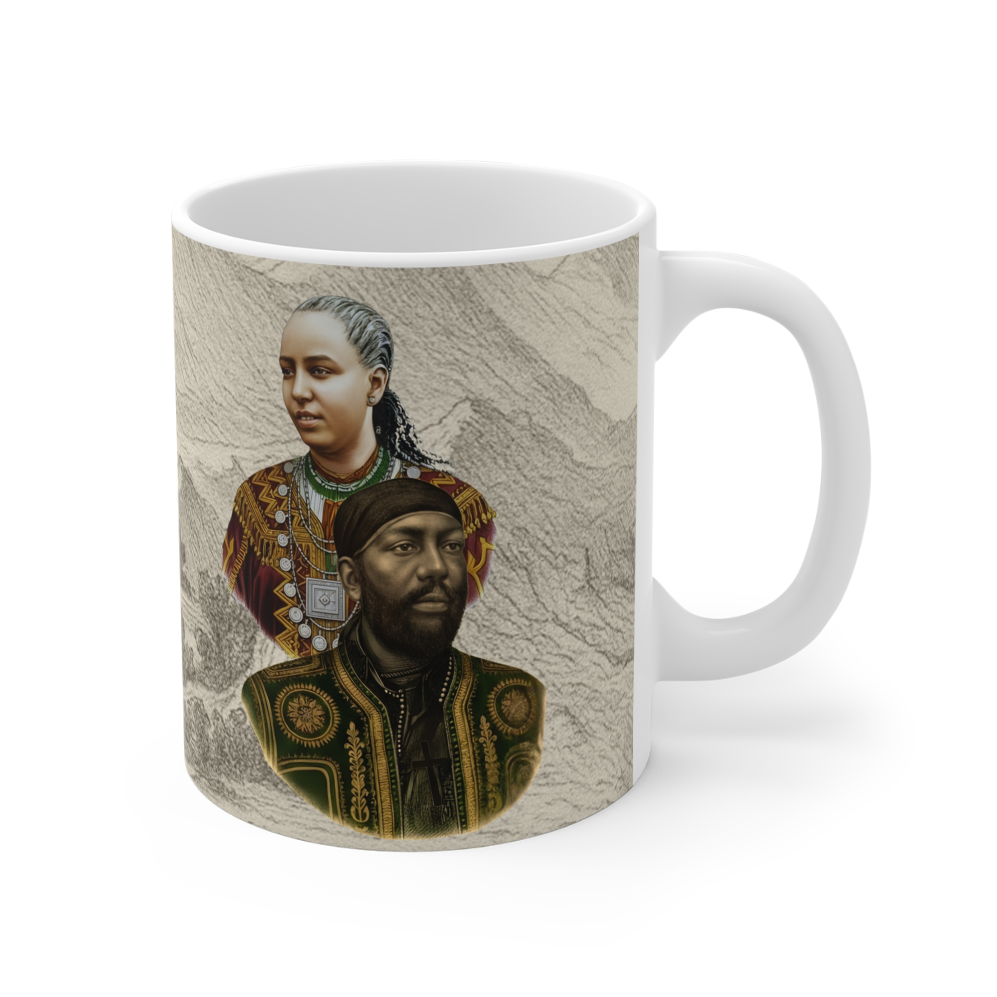 Cultural Heritage Mug - 11oz Coffee Cup with Artistic Portraits - Image 4