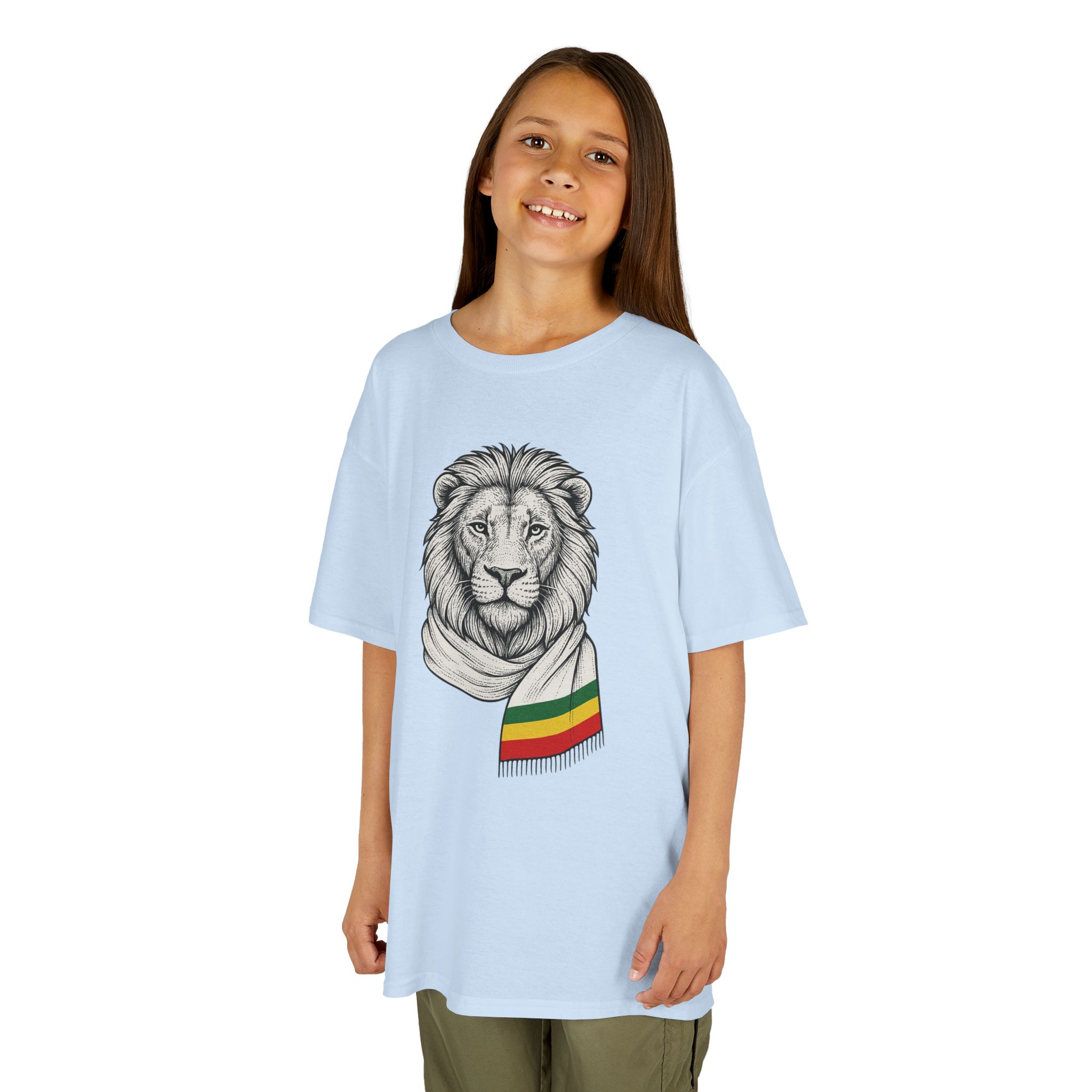 Kids Lion T‑Shirt with Rasta Scarf – Cute Animal Tee for Boys & Girls - Image 36
