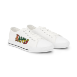Graffiti Script Low Top Sneakers — Men's White Canvas Street Shoes