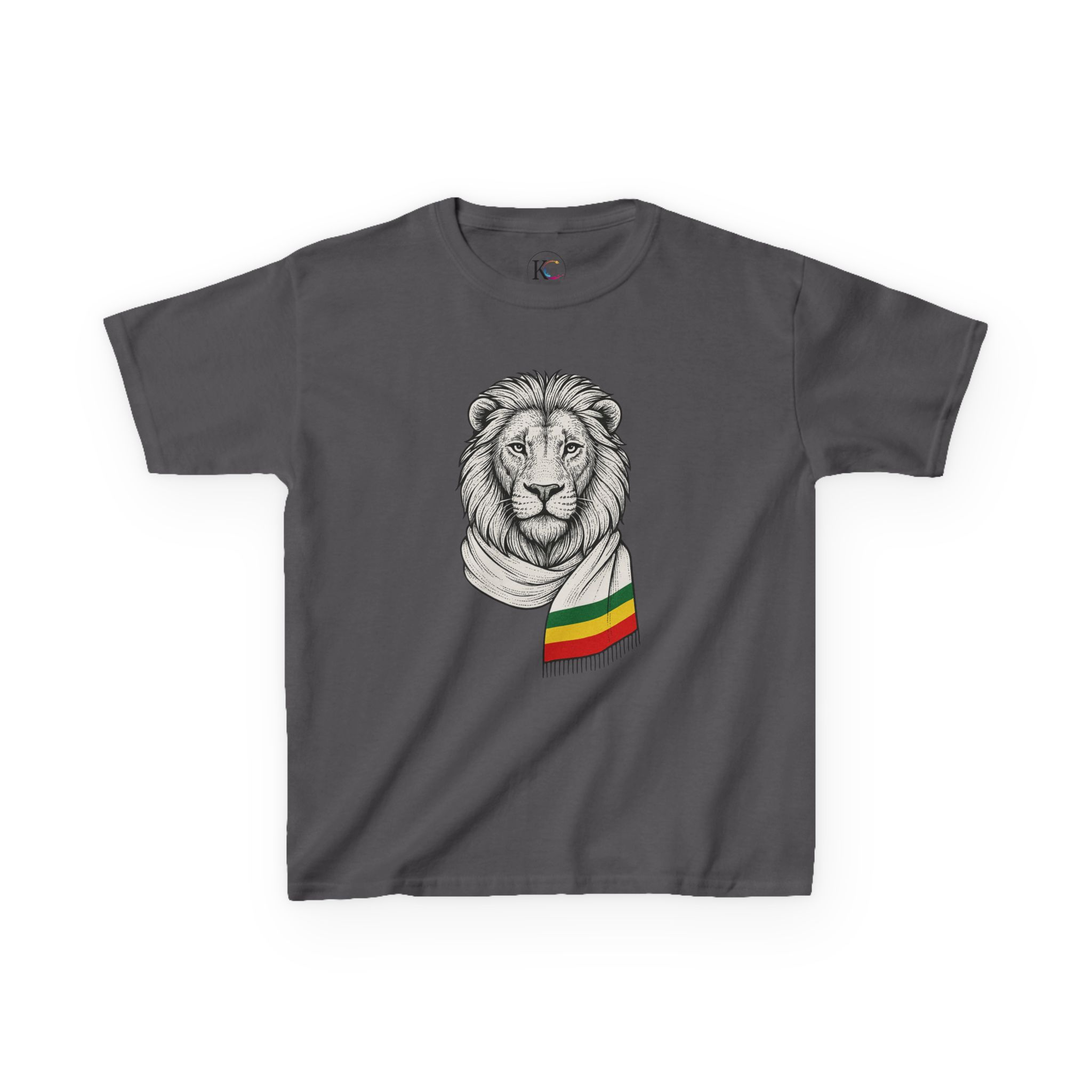 Kids Lion T‑Shirt with Rasta Scarf – Cute Animal Tee for Boys & Girls - Image 48