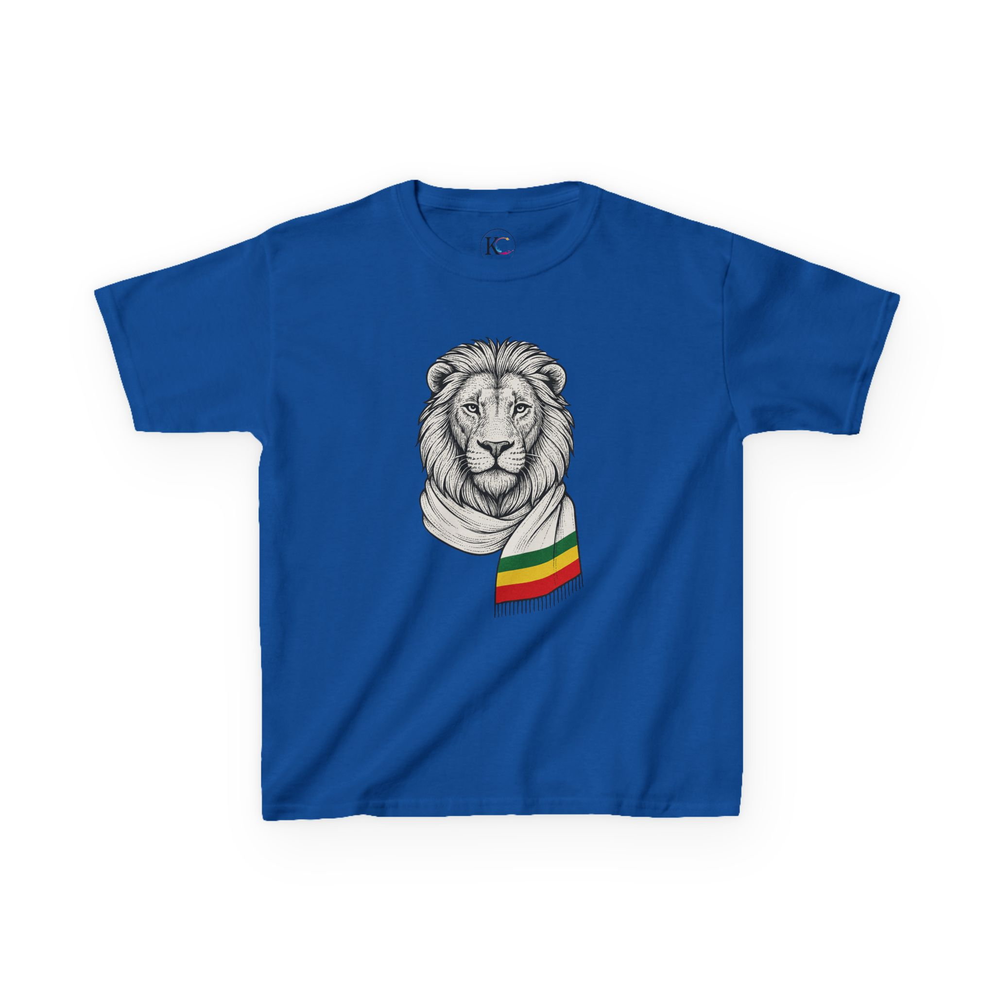 Kids Lion T‑Shirt with Rasta Scarf – Cute Animal Tee for Boys & Girls - Image 53