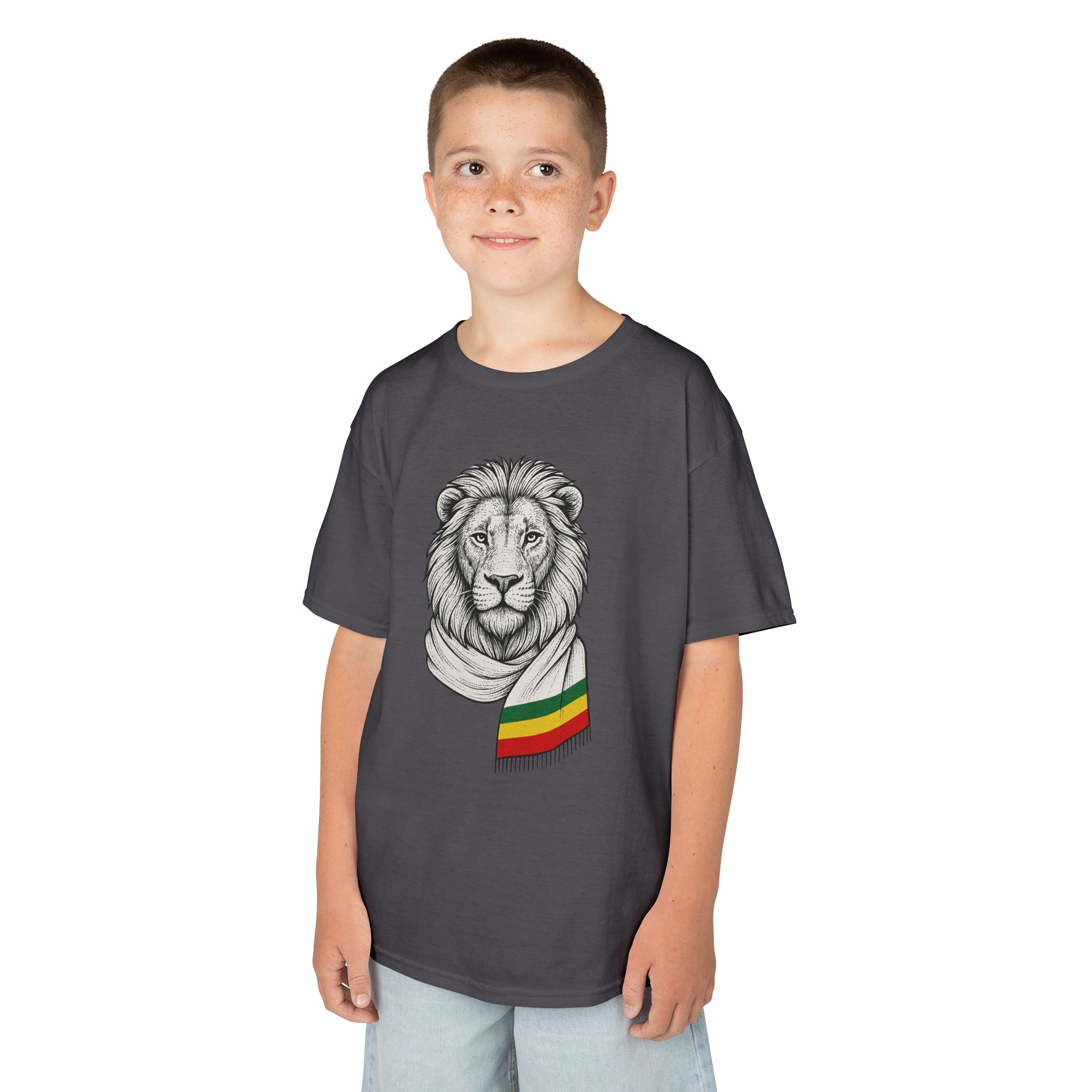 Kids Lion T‑Shirt with Rasta Scarf – Cute Animal Tee for Boys & Girls - Image 49
