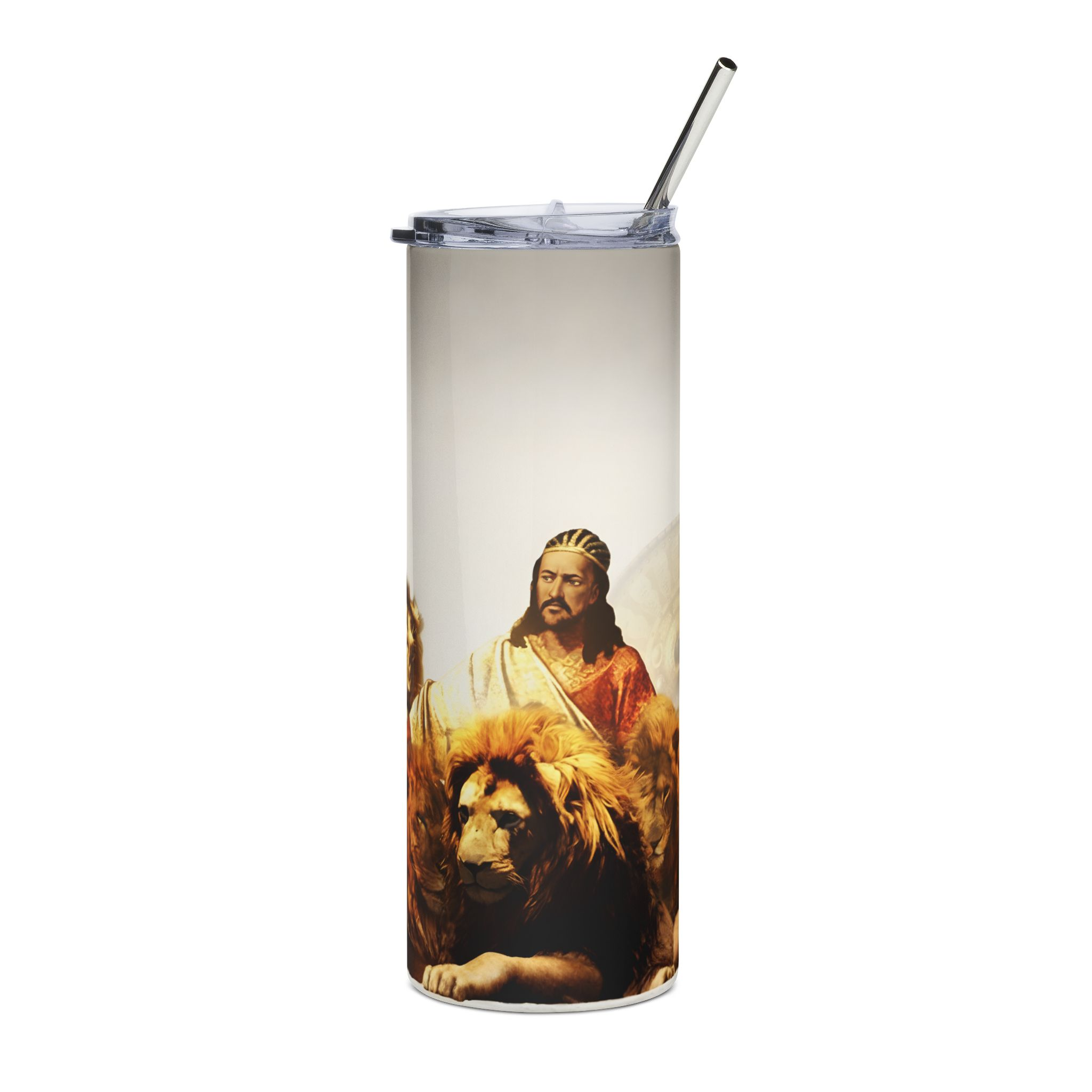 Emperor Tewodros II with Lions Tumbler – Ethiopian Heritage Art Cup | Lion of Judah Inspiration | African History Travel Mug Gift