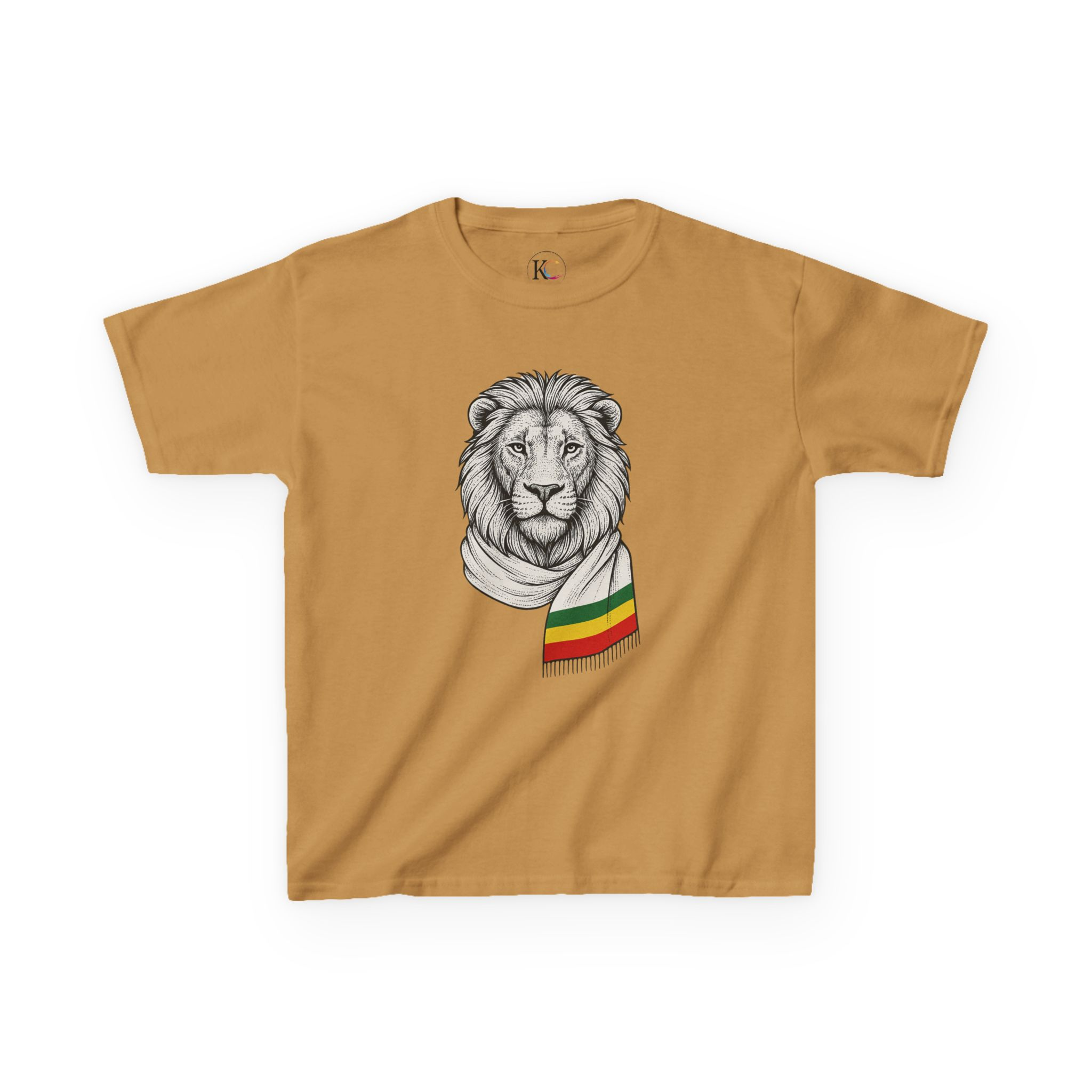 Kids Lion T‑Shirt with Rasta Scarf – Cute Animal Tee for Boys & Girls - Image 23