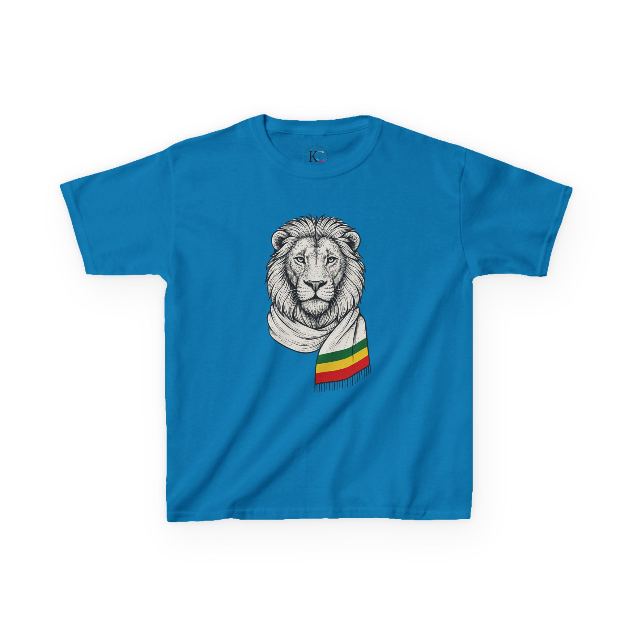 Kids Lion T‑Shirt with Rasta Scarf – Cute Animal Tee for Boys & Girls - Image 43