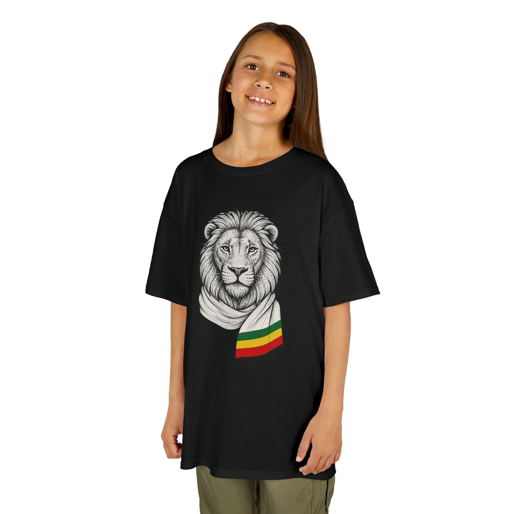 Kids Lion T‑Shirt with Rasta Scarf – Cute Animal Tee for Boys & Girls - Image 11