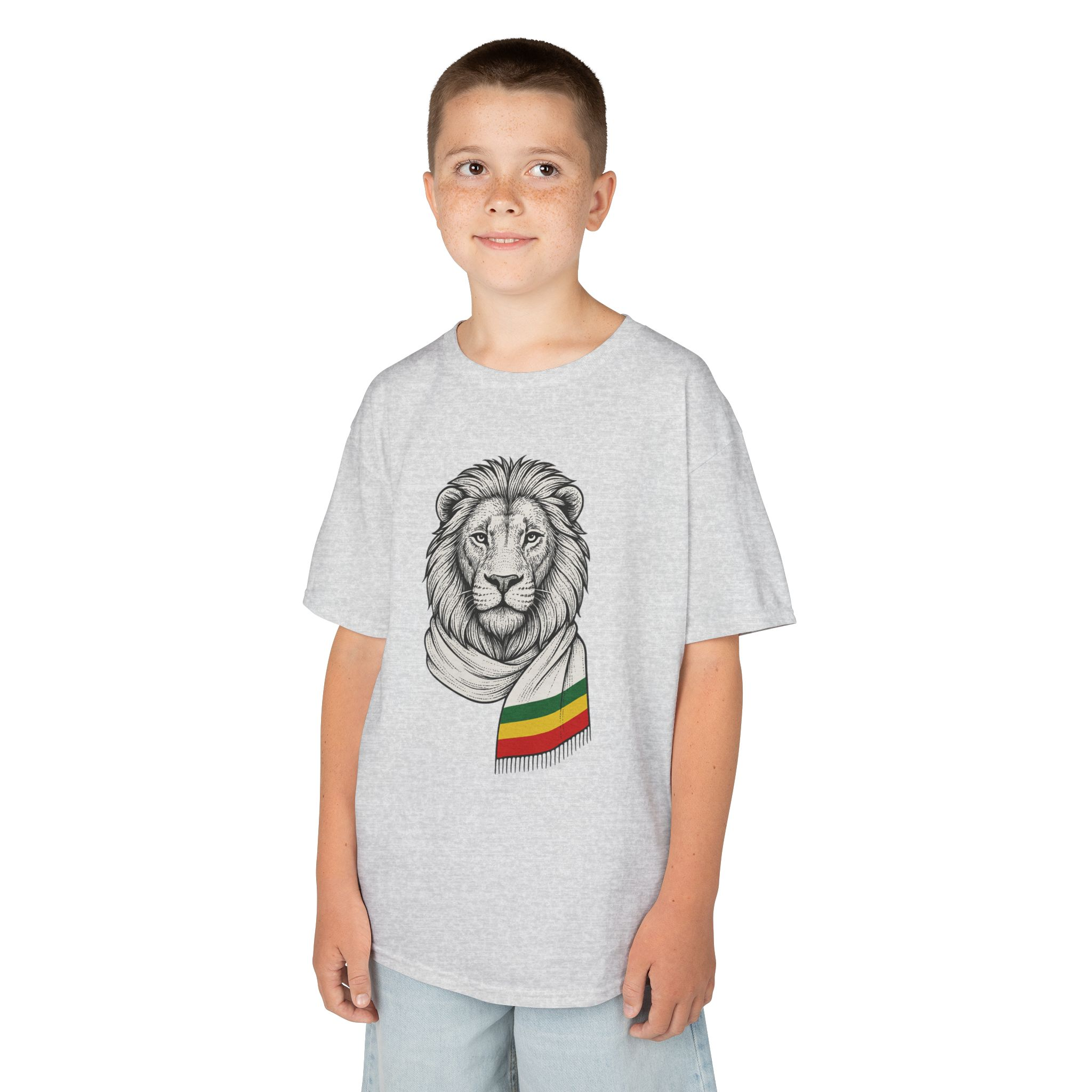 Kids Lion T‑Shirt with Rasta Scarf – Cute Animal Tee for Boys & Girls - Image 9
