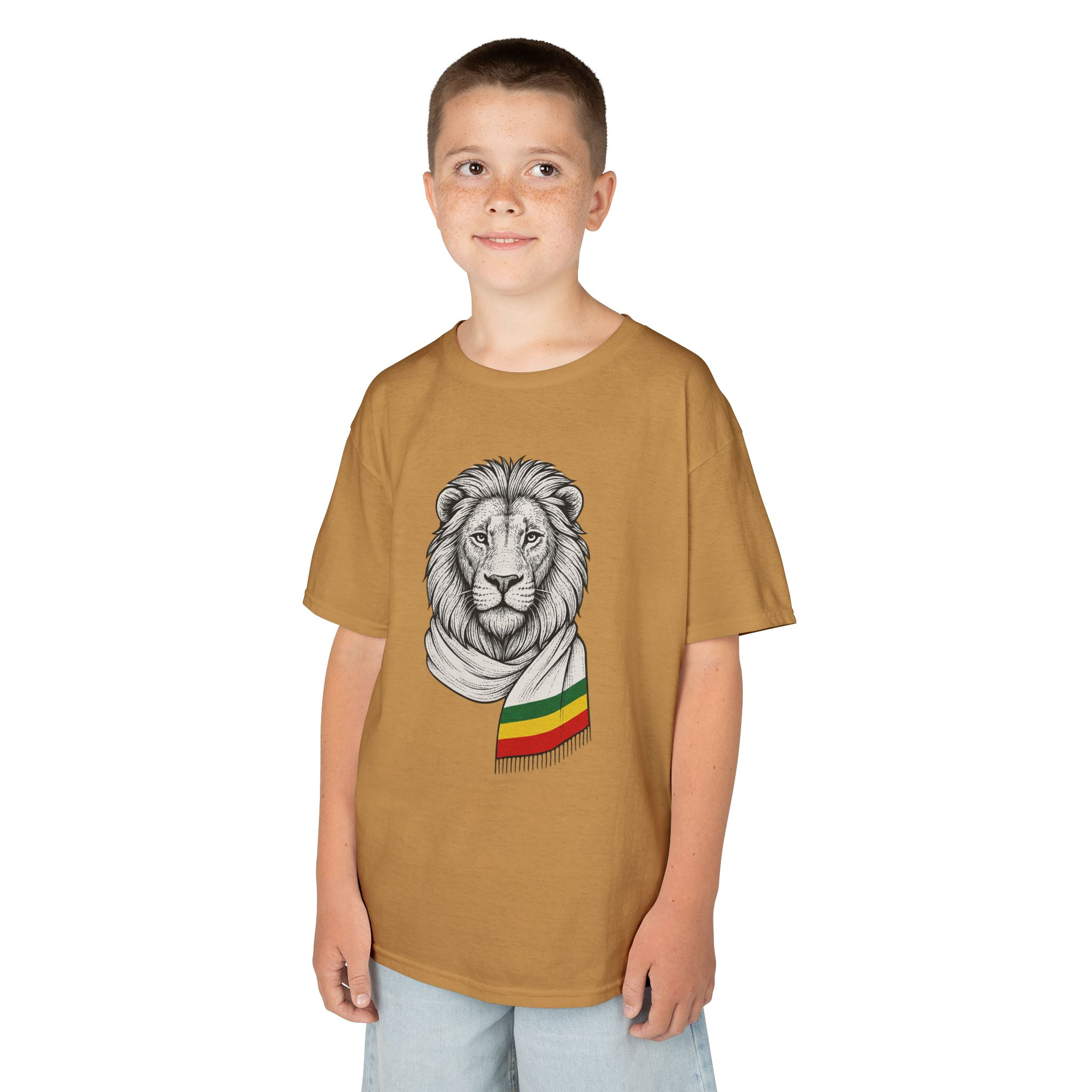 Kids Lion T‑Shirt with Rasta Scarf – Cute Animal Tee for Boys & Girls - Image 24