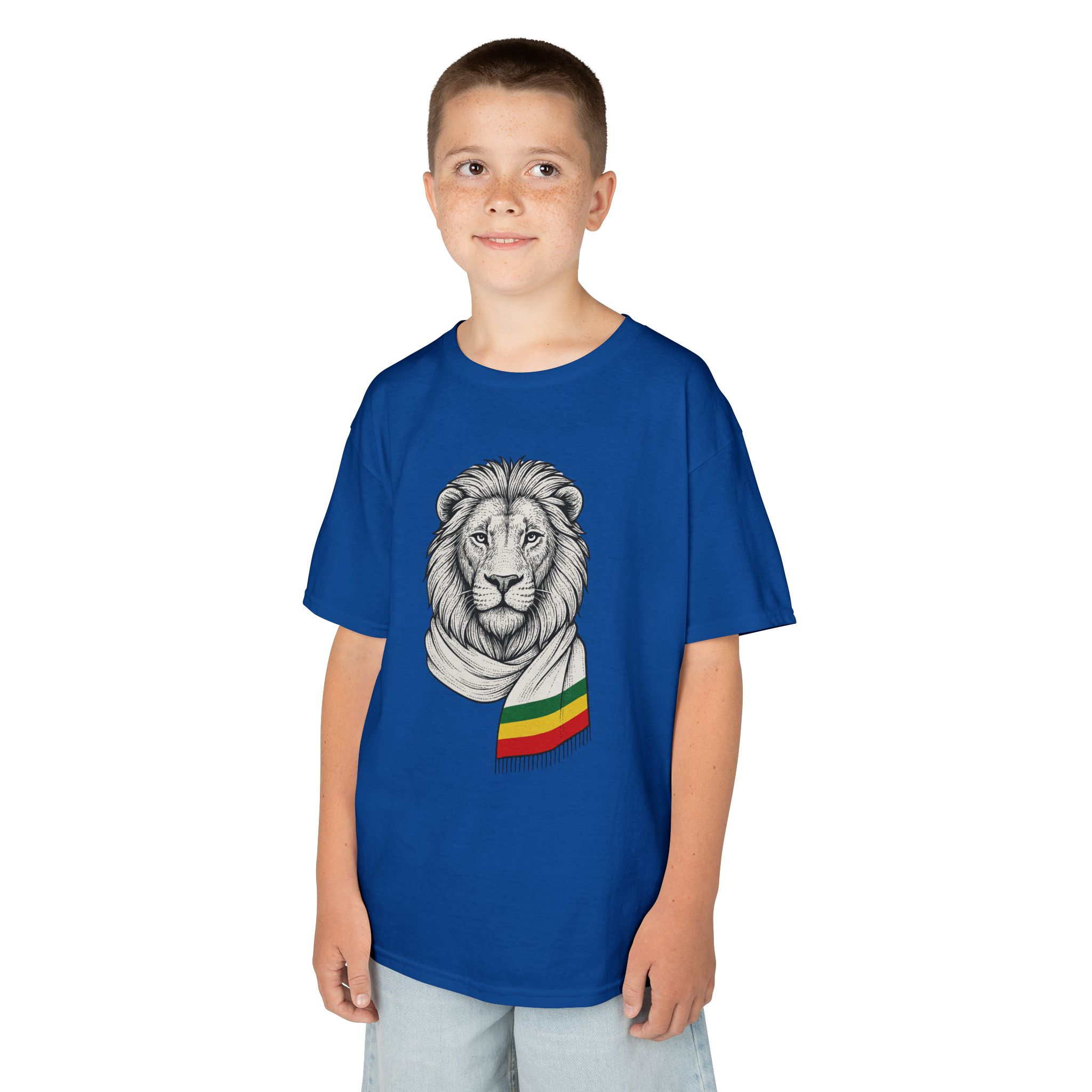 Kids Lion T‑Shirt with Rasta Scarf – Cute Animal Tee for Boys & Girls - Image 54