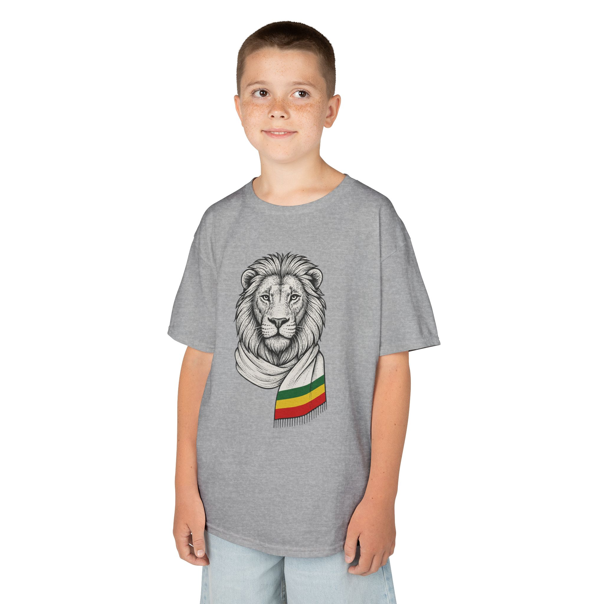 Kids Lion T‑Shirt with Rasta Scarf – Cute Animal Tee for Boys & Girls - Image 19