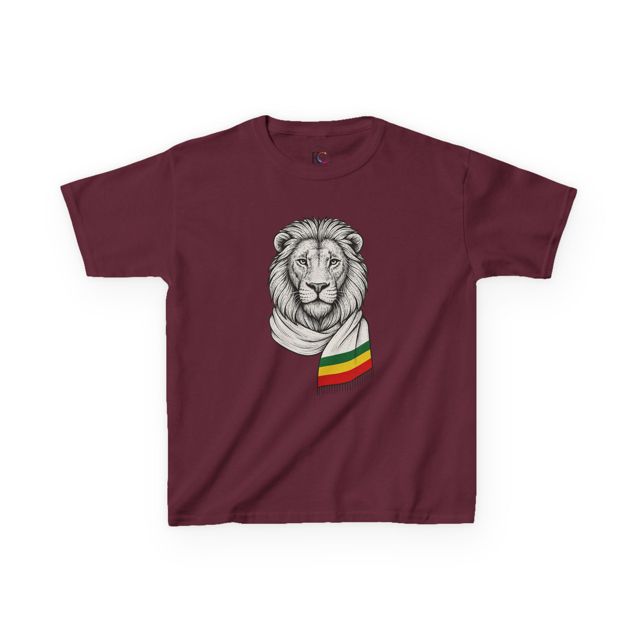 Kids Lion T‑Shirt with Rasta Scarf – Cute Animal Tee for Boys & Girls - Image 28
