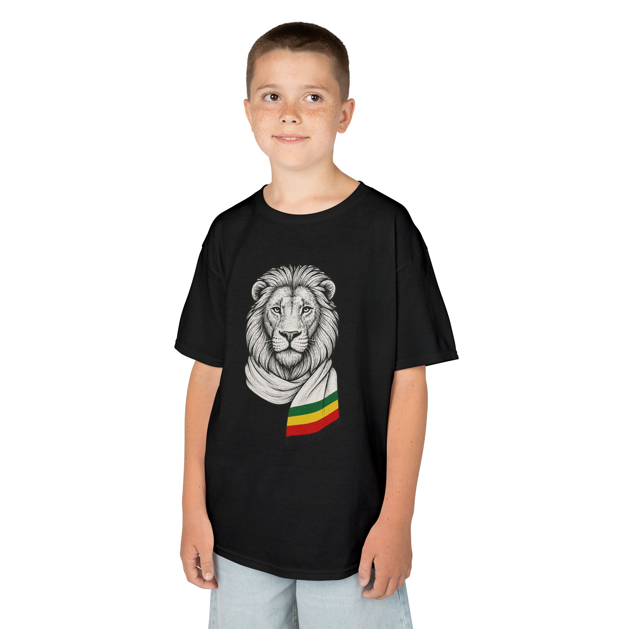 Kids Lion T‑Shirt with Rasta Scarf – Cute Animal Tee for Boys & Girls - Image 14