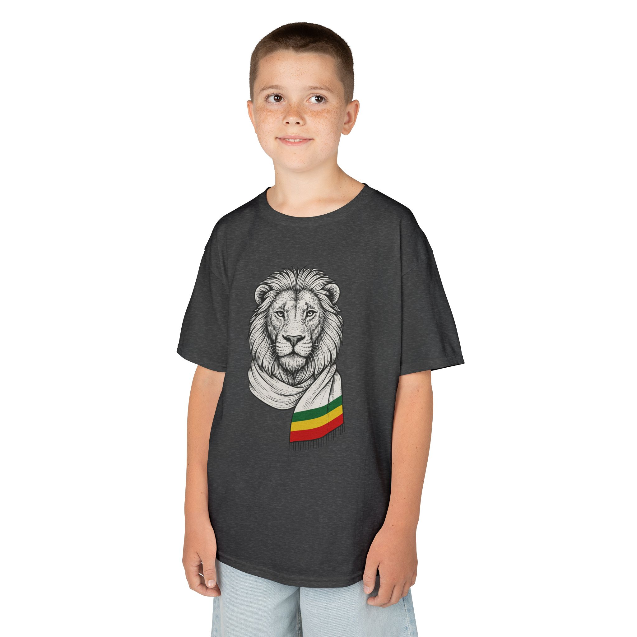 Kids Lion T‑Shirt with Rasta Scarf – Cute Animal Tee for Boys & Girls - Image 34