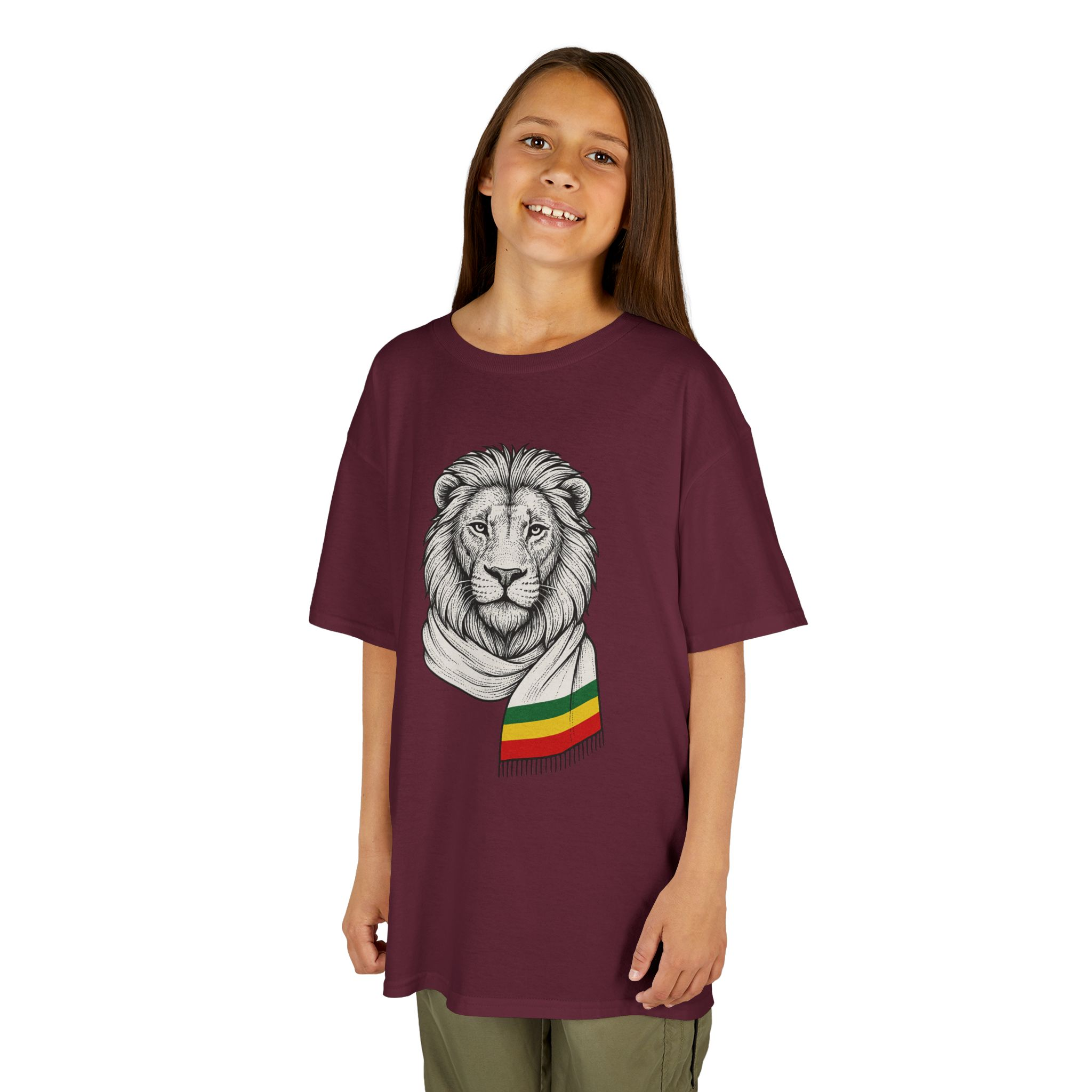Kids Lion T‑Shirt with Rasta Scarf – Cute Animal Tee for Boys & Girls - Image 26