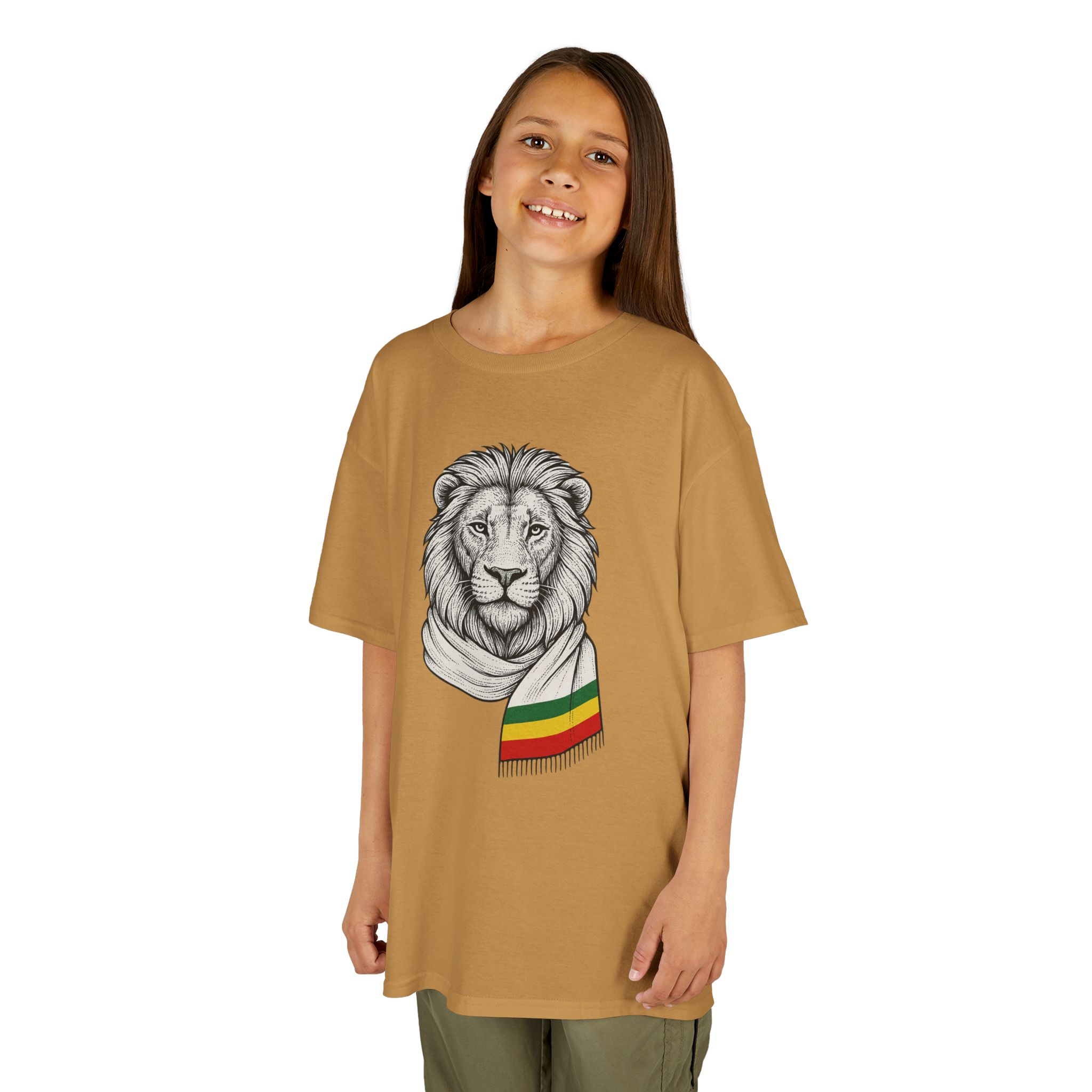 Kids Lion T‑Shirt with Rasta Scarf – Cute Animal Tee for Boys & Girls - Image 21