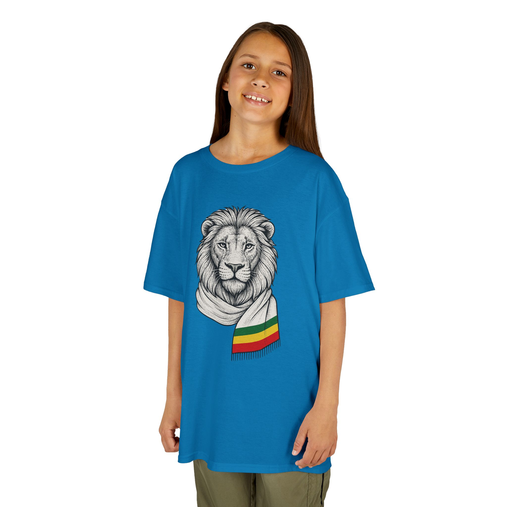 Kids Lion T‑Shirt with Rasta Scarf – Cute Animal Tee for Boys & Girls - Image 41
