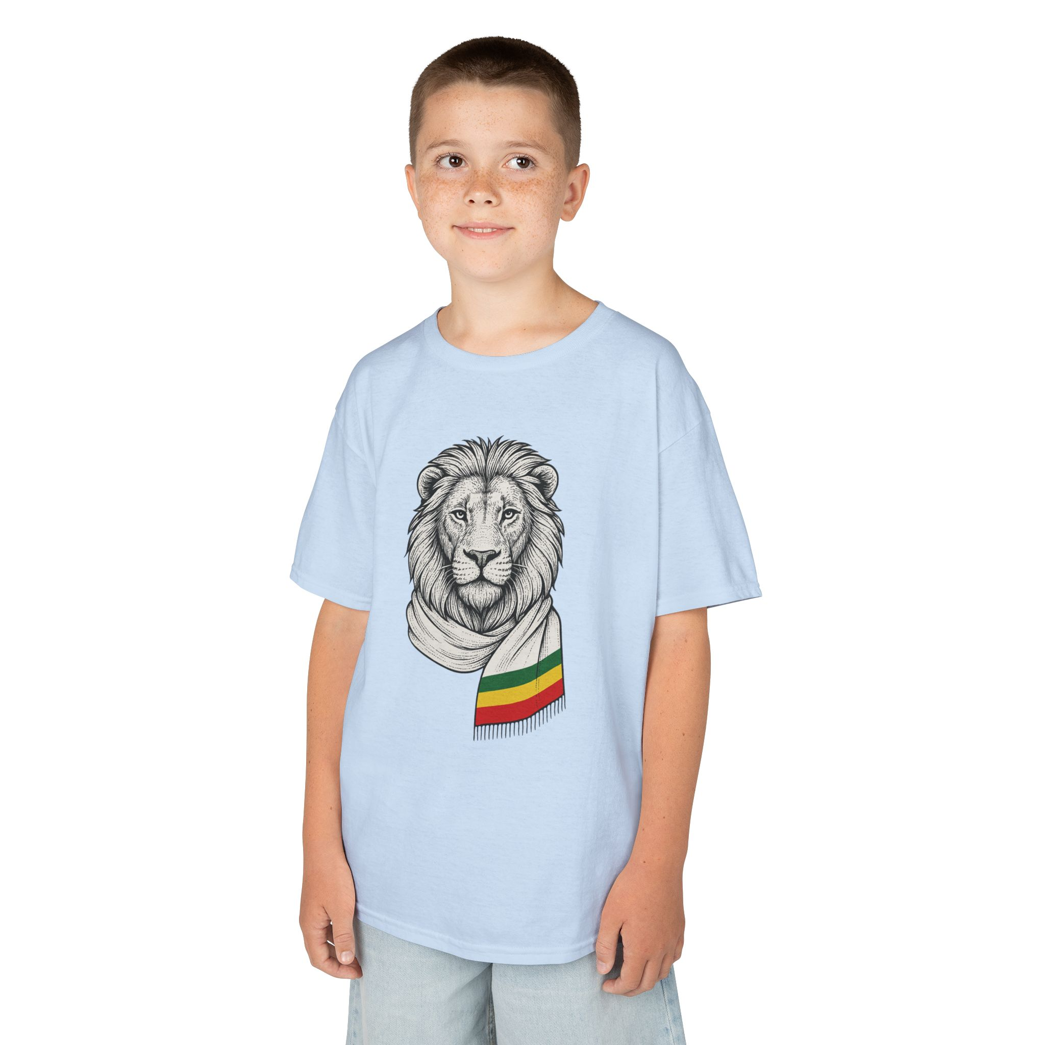 Kids Lion T‑Shirt with Rasta Scarf – Cute Animal Tee for Boys & Girls - Image 39