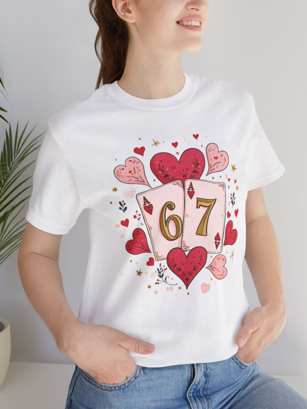 67 Playing Cards Heart Tee – Retro Valentine Number Graphic T-Shirt