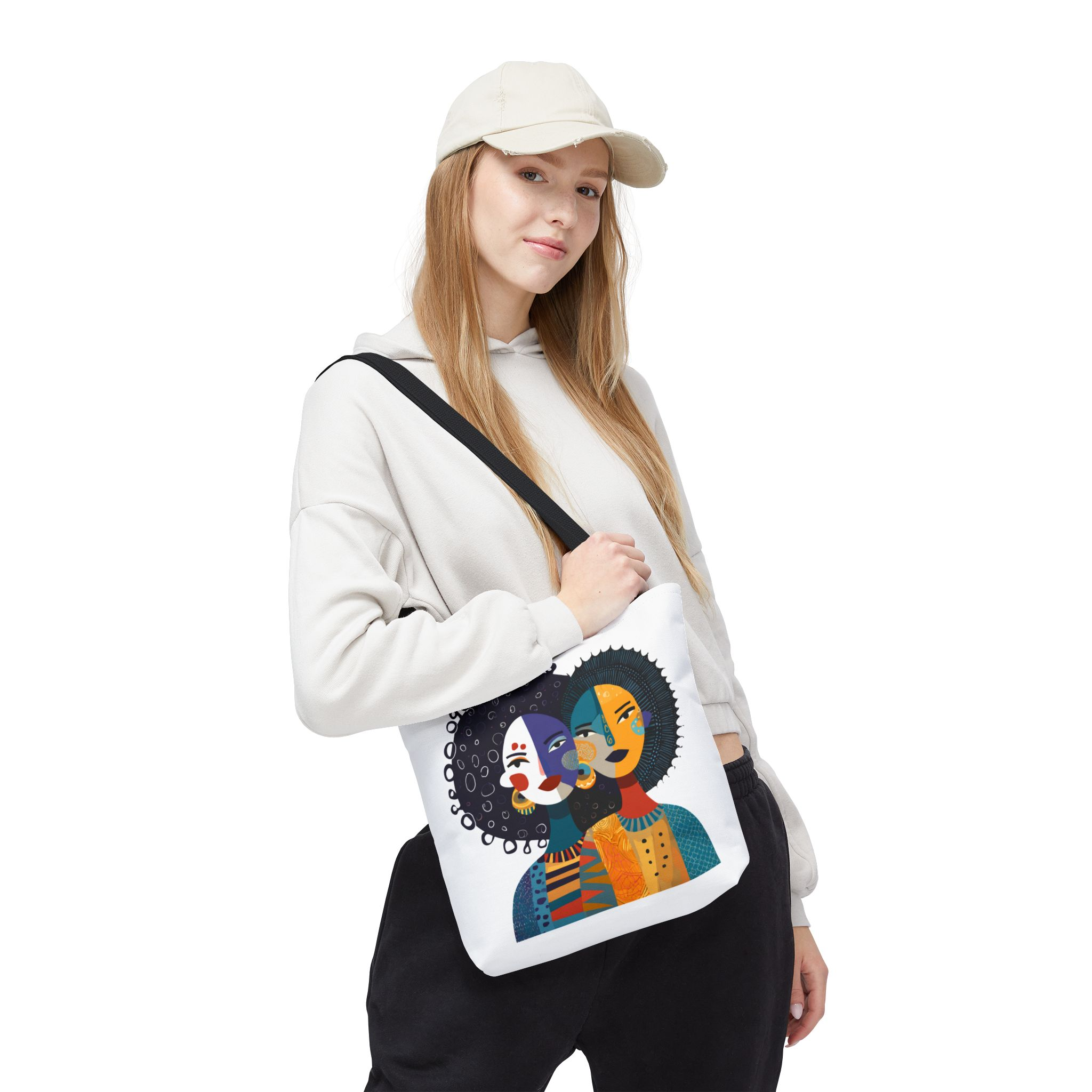 Abstract Afrocentric Faces Tote Bag Afrocentric Art Tote Bag African Women Print Bag Bold Cultural Bag Ethnic Gift for Her - Image 3