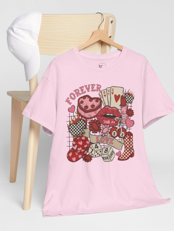 Forever Love collage T-Shirt | hearts, lips, roses, cards