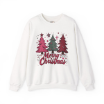 Merry Christmas Crewneck Sweatshirt – Festive Pine Tree Holiday Sweatshirt
