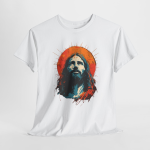 Jesus Portrait T-Shirt Artistic Halo Graphic Tee for Christian Faith & Worship