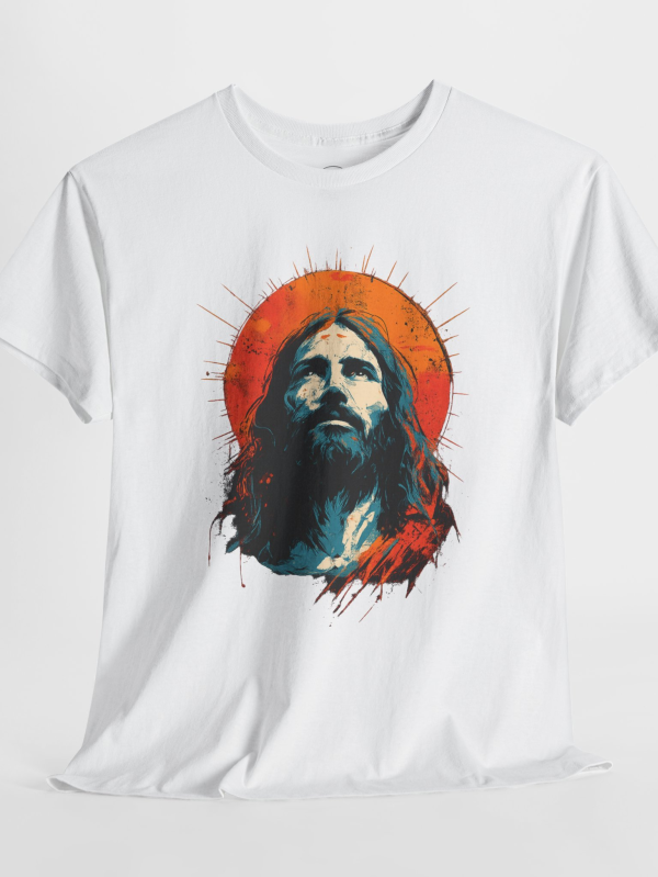 Jesus Portrait T-Shirt Artistic Halo Graphic Tee for Christian Faith & Worship